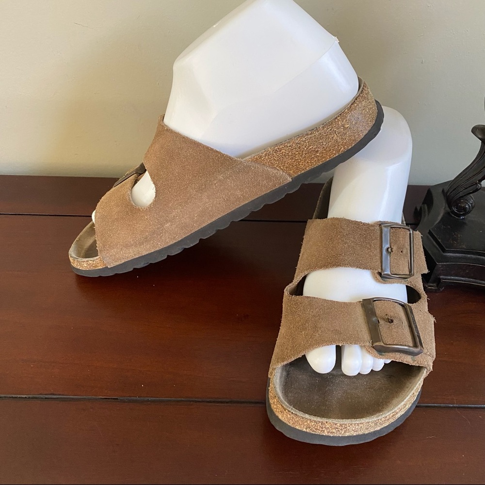 Birkenstock Classic Brown Suede Leather Slide Sandals